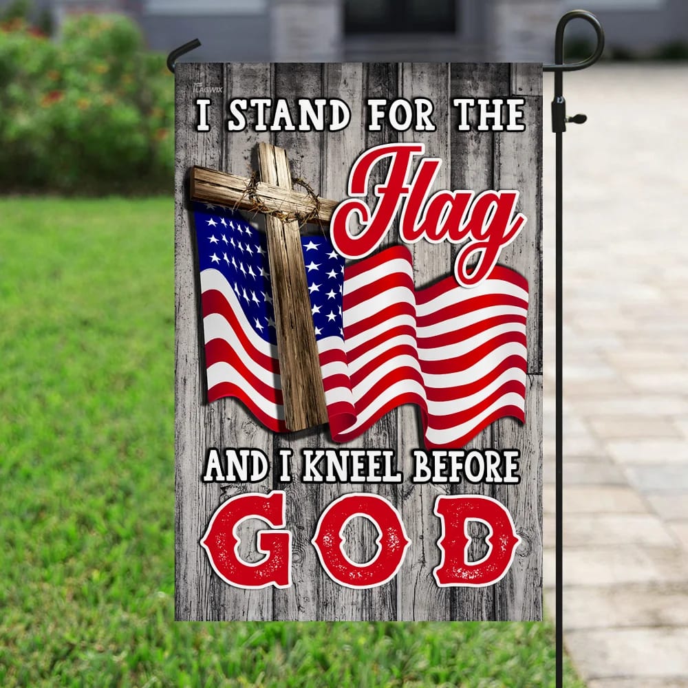 Stand For The House Flags Kneel Before God Christian American House Flags - Christian Garden Flags - Outdoor Christian Flag