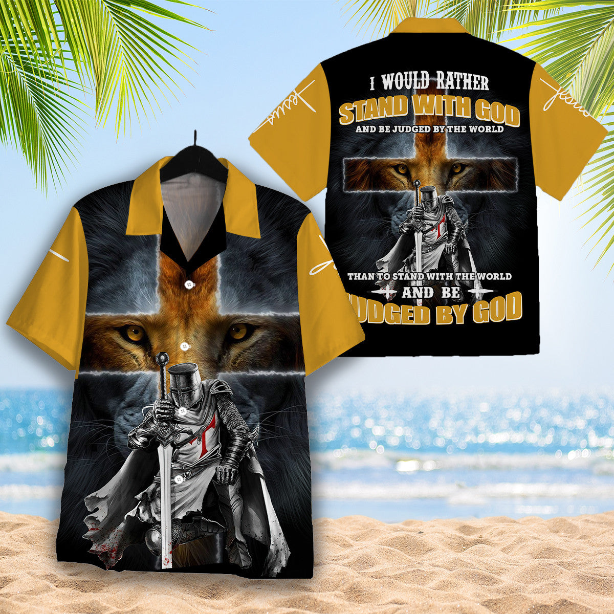 Stand With God Veteran And Lion Aloha Hawaiian Shirt - Christian Hawaiian Shirt for Men Women