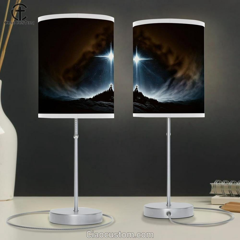 Star Is Shining Jesus Christs Christmastime Manger Table Lamp Pictures - Faith Art - Christian Table Lamp For Bedroom Decor