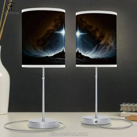 Star Is Shining Jesus Christs Christmastime Manger Table Lamp Pictures - Faith Art - Christian Table Lamp For Bedroom Decor