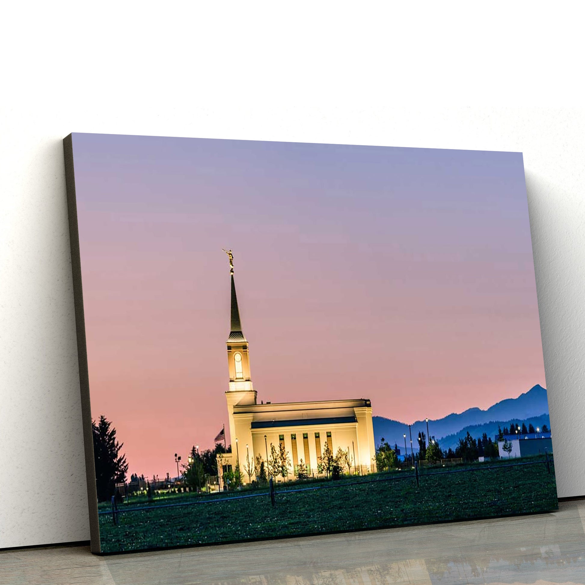 Star Valley Temple Summer Dusk Canvas Wall Art - Jesus Christ Picture - Canvas Christian Wall Art