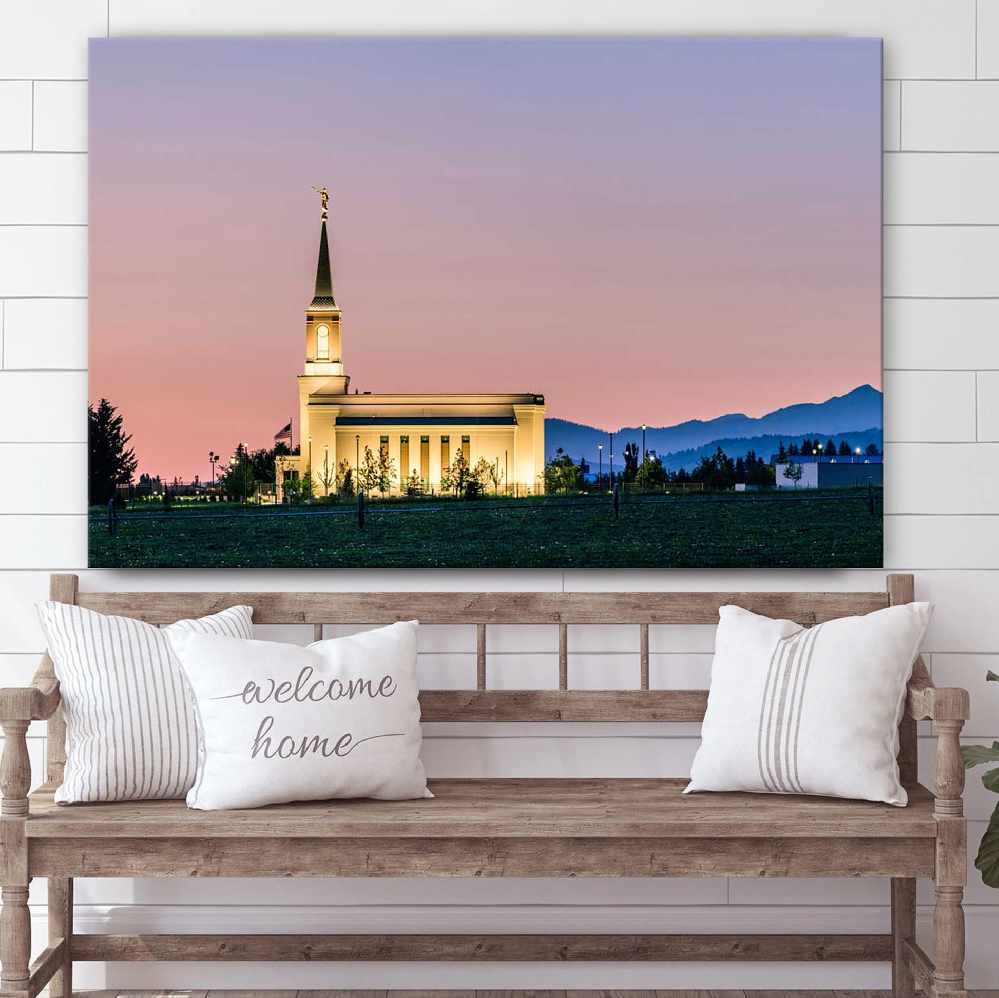 Star Valley Temple Summer Dusk Canvas Wall Art - Jesus Christ Picture - Canvas Christian Wall Art