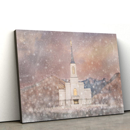 Star Valley Wyoming Temple Snow Canvas Wall Art - Jesus Christ Picture - Canvas Christian Wall Art