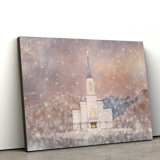 Star Valley Wyoming Temple Snow Canvas Wall Art - Jesus Christ Picture - Canvas Christian Wall Art