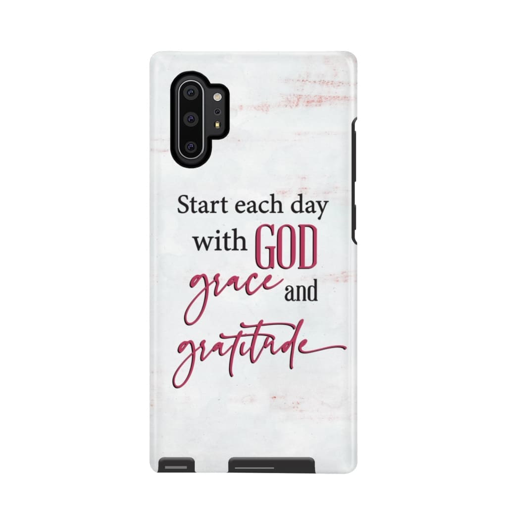 Start Each Day With God Grace Gratitude Phone Case - Inspirational Bible Scripture iPhone Cases
