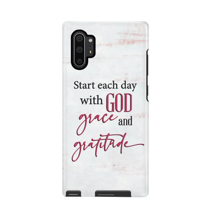 Start Each Day With God Grace Gratitude Phone Case - Inspirational Bible Scripture iPhone Cases