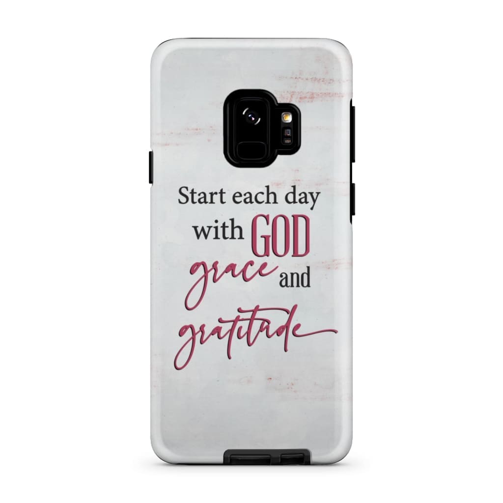 Start Each Day With God Grace Gratitude Phone Case - Inspirational Bible Scripture iPhone Cases