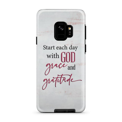 Start Each Day With God Grace Gratitude Phone Case - Inspirational Bible Scripture iPhone Cases