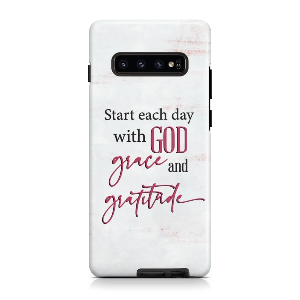 Start Each Day With God Grace Gratitude Phone Case - Inspirational Bible Scripture iPhone Cases