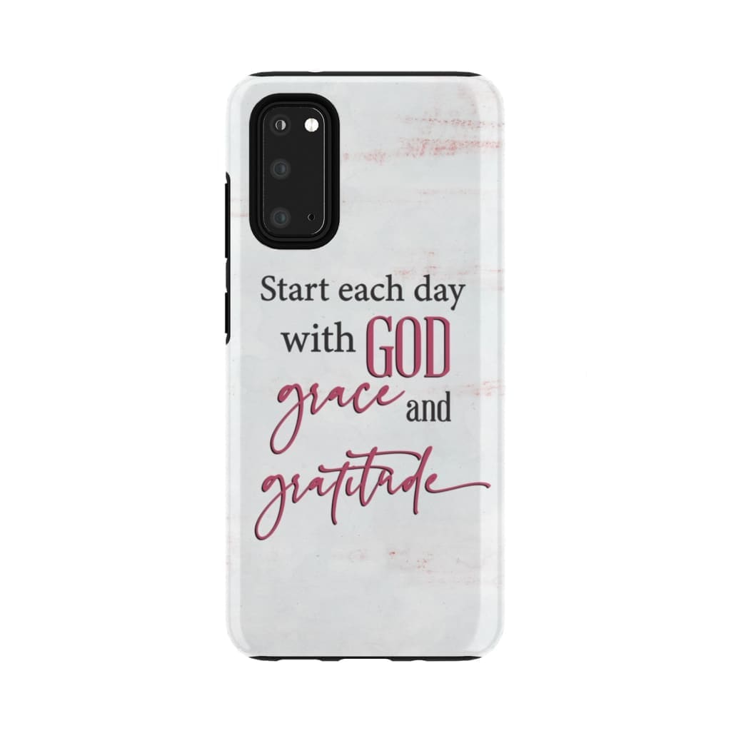 Start Each Day With God Grace Gratitude Phone Case - Inspirational Bible Scripture iPhone Cases