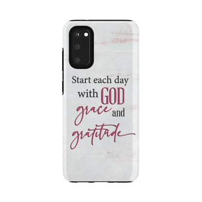Start Each Day With God Grace Gratitude Phone Case - Inspirational Bible Scripture iPhone Cases