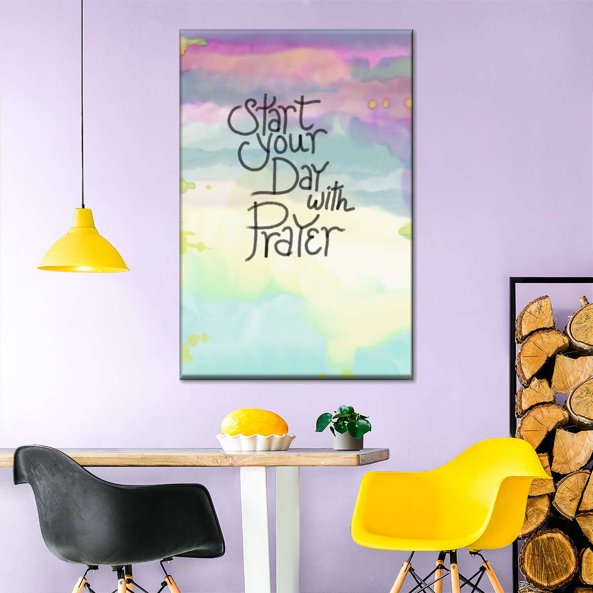 Start Your Day With Prayer Wall Art Canvas - Canvas Religious Wall Art - Christian Wall Decor Living Room