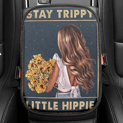 Stay Trippy Little Hippie Sunflower Seat Box Cover, Hippie Car Center Console Cover, Hippy Car Interior Accessories