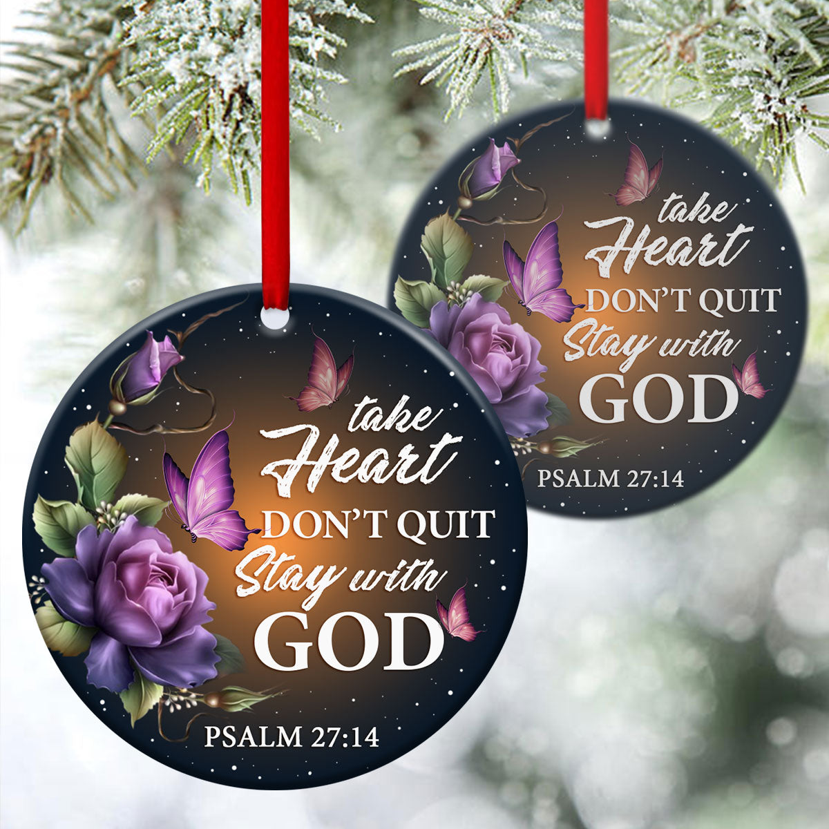 Stay With God - Amazing Christian Ceramic Circle Ornament - Christmas Decor - Funny Ornament