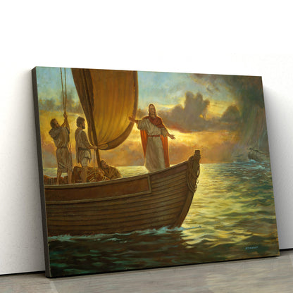 Stilling The Storm Canvas Picture - Jesus Canvas Wall Art - Christian Wall Art