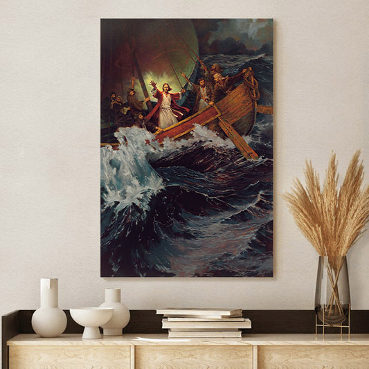 Stilling The Storm Canvas Pictures - Religious Wall Art Canvas - Christian Paintings For Home