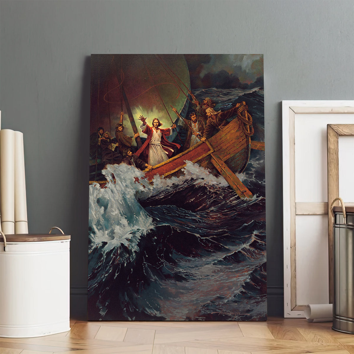 Stilling The Storm Canvas Pictures - Religious Wall Art Canvas - Christian Paintings For Home