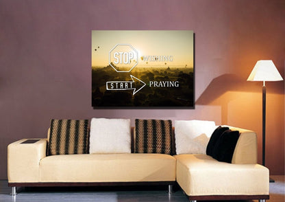 Stop Wishing, Start Praying Canvas Wall Art Print - Christian Canvas Wall Art