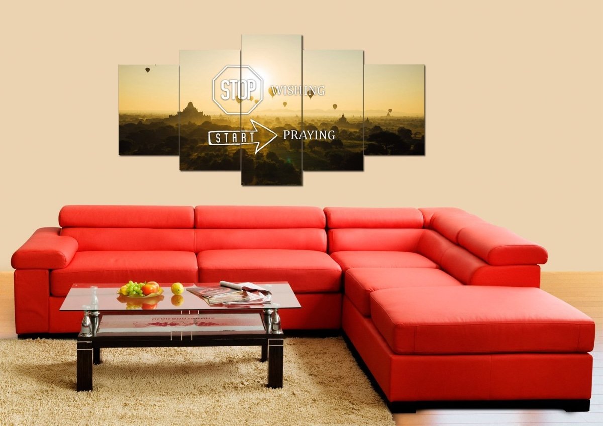 Stop Wishing, Start Praying Canvas Wall Art Print - Christian Canvas Wall Art