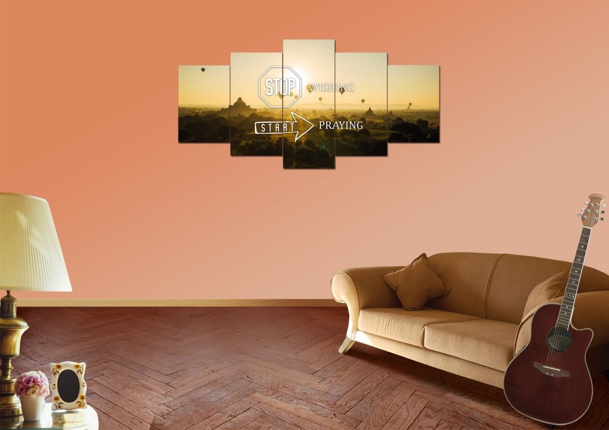Stop Wishing, Start Praying Canvas Wall Art Print - Christian Canvas Wall Art