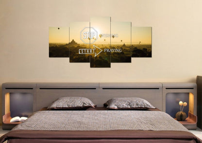 Stop Wishing, Start Praying Canvas Wall Art Print - Christian Canvas Wall Art