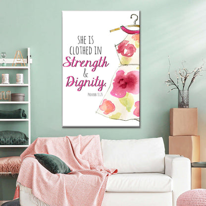 Strength And Dignity Wall Art Canvas - Canvas Religious Wall Art - Christian Wall Decor Living Room