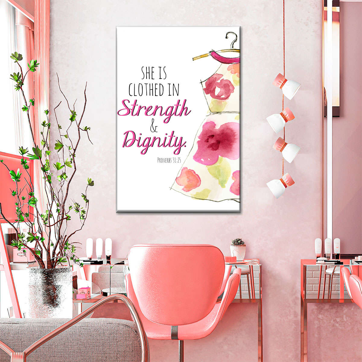 Strength And Dignity Wall Art Canvas - Canvas Religious Wall Art - Christian Wall Decor Living Room