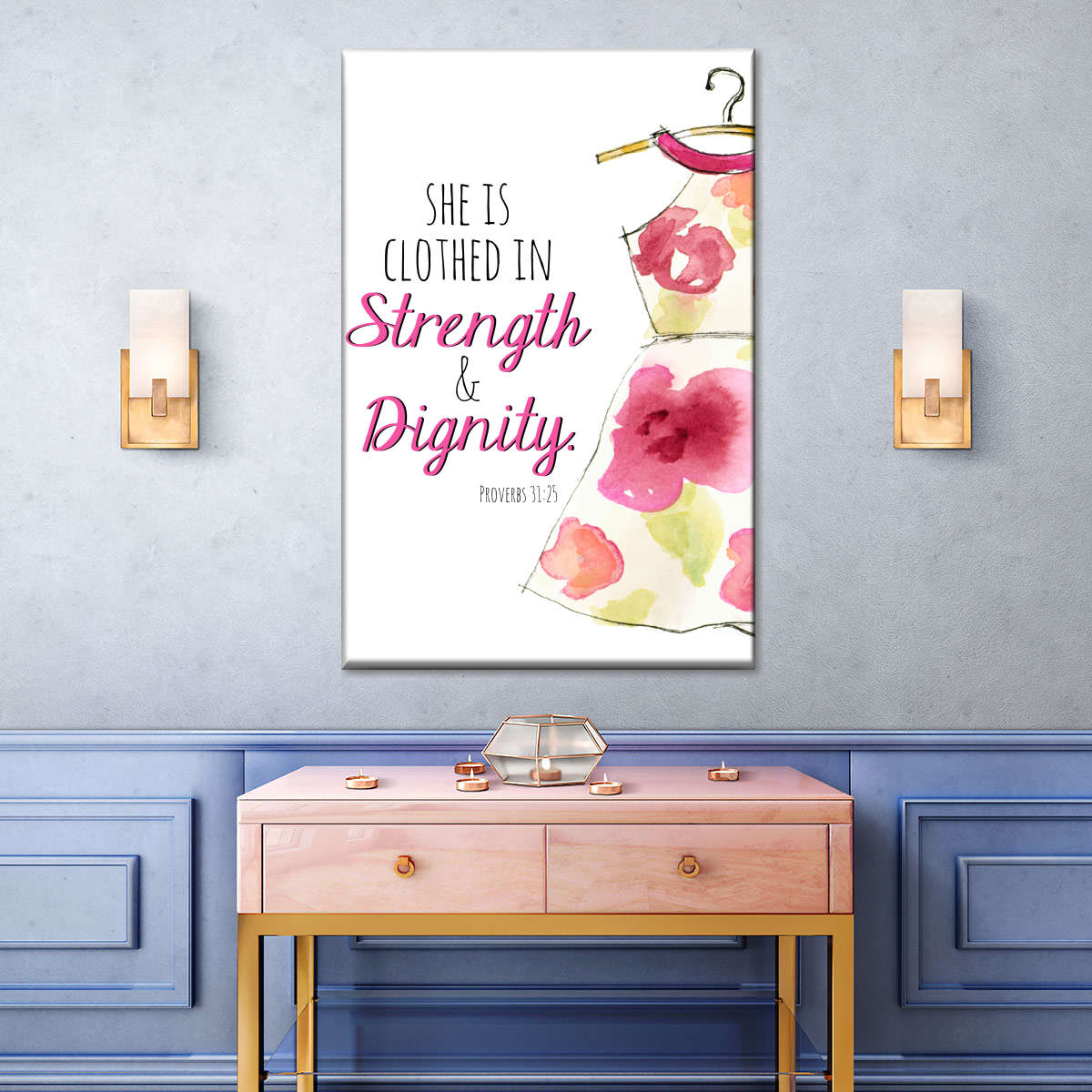 Strength And Dignity Wall Art Canvas - Canvas Religious Wall Art - Christian Wall Decor Living Room