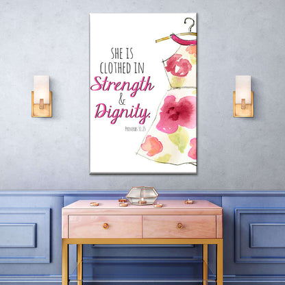 Strength And Dignity Wall Art Canvas - Canvas Religious Wall Art - Christian Wall Decor Living Room