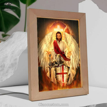 Stunning Angel Wings, Amazing Warrior, Jesus, Cross Frame Lamp