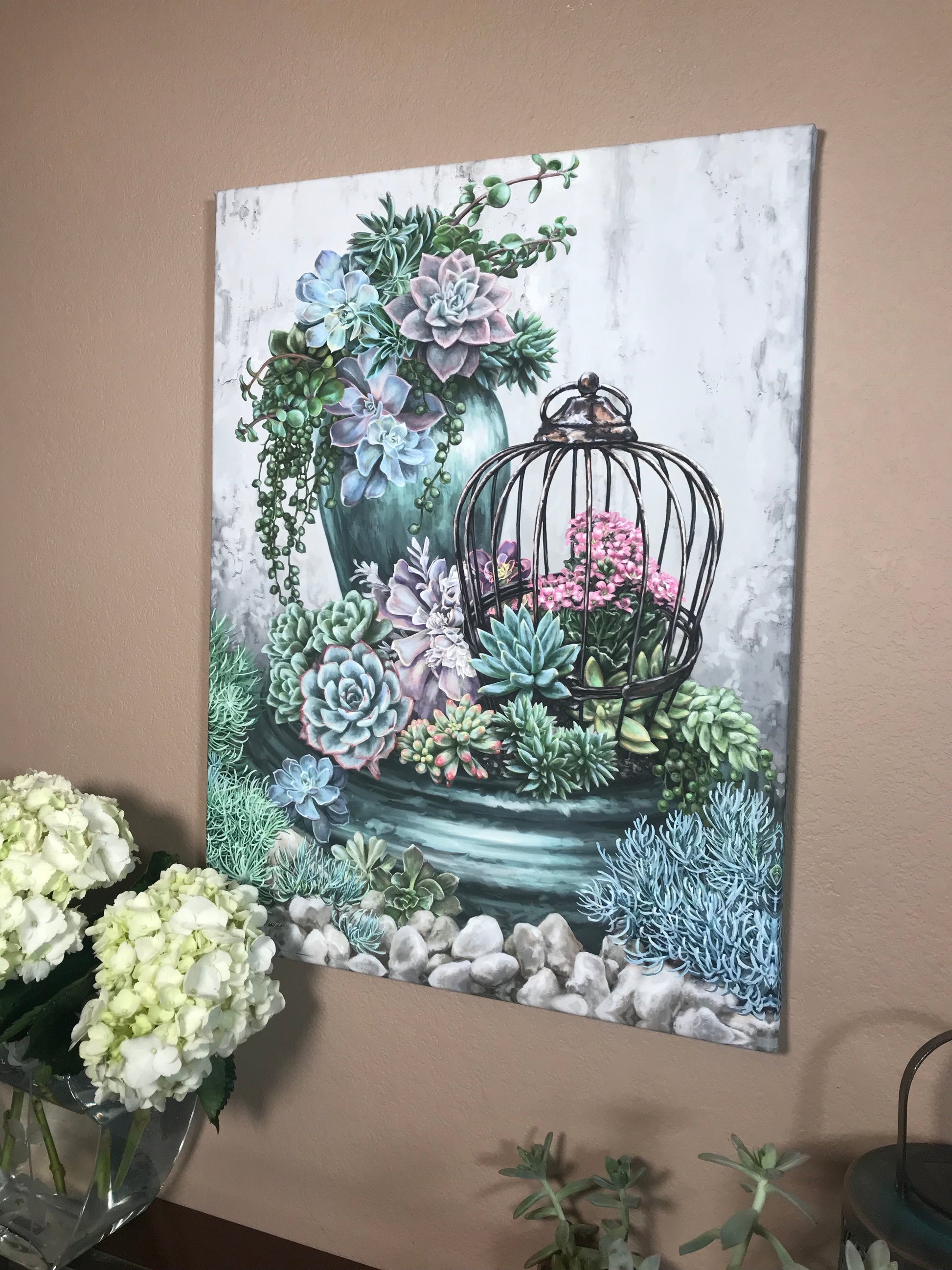 Succulent Garden Canvas Wall Art - Christian Wall Decor - Religious Gift
