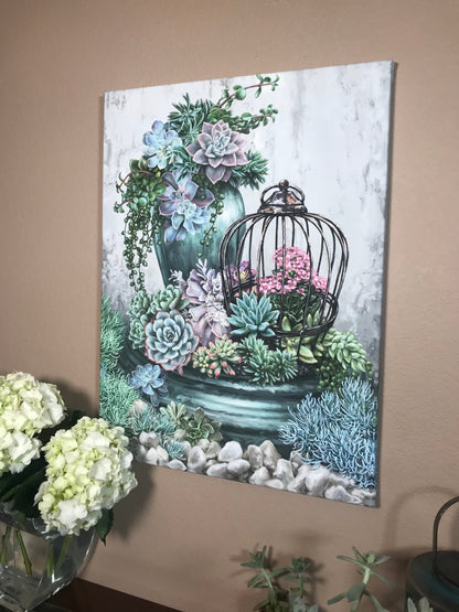 Succulent Garden Canvas Wall Art - Christian Wall Decor - Religious Gift
