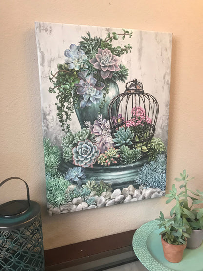 Succulent Garden Canvas Wall Art - Christian Wall Decor - Religious Gift