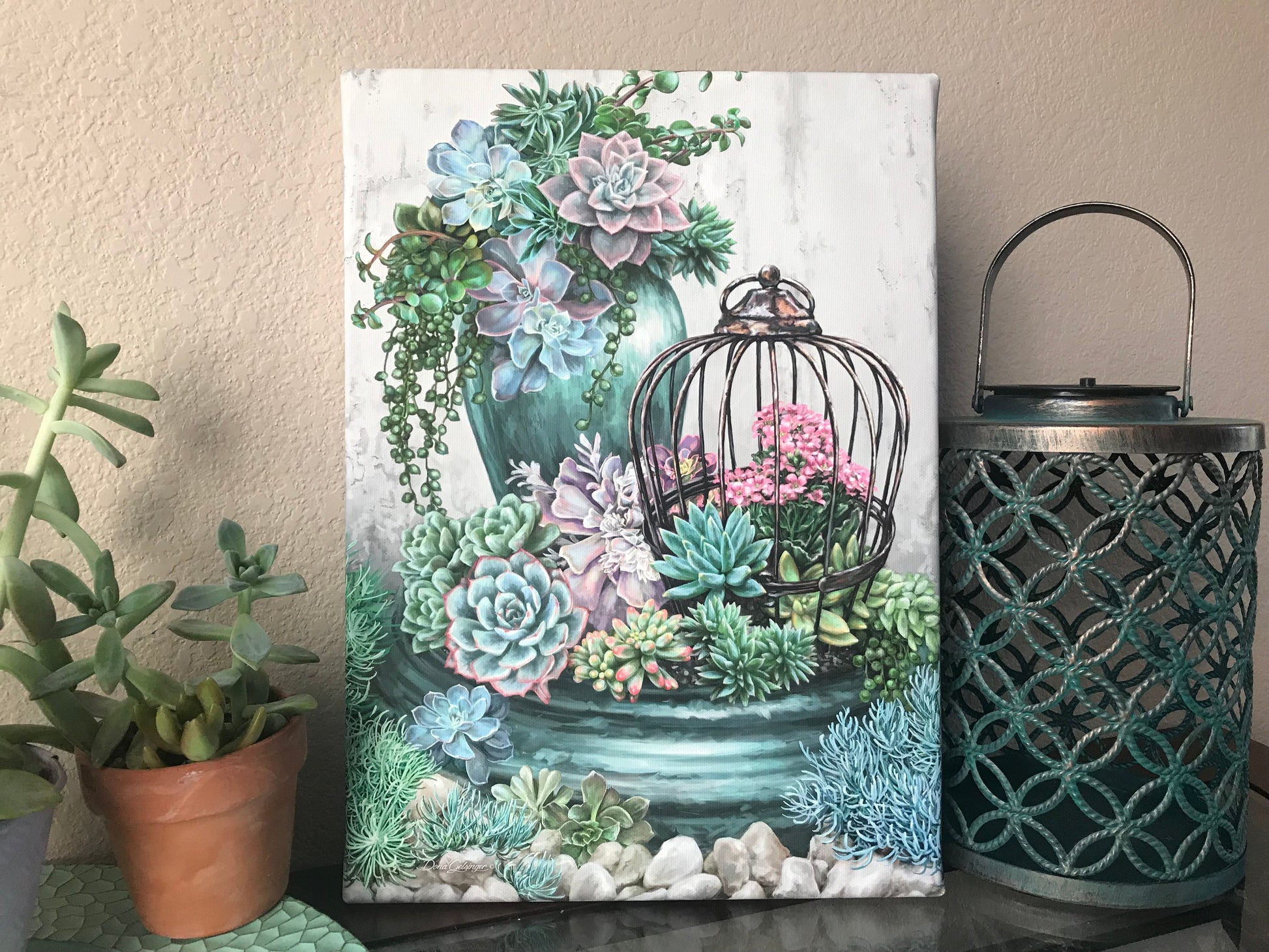 Succulent Garden Canvas Wall Art - Christian Wall Decor - Religious Gift