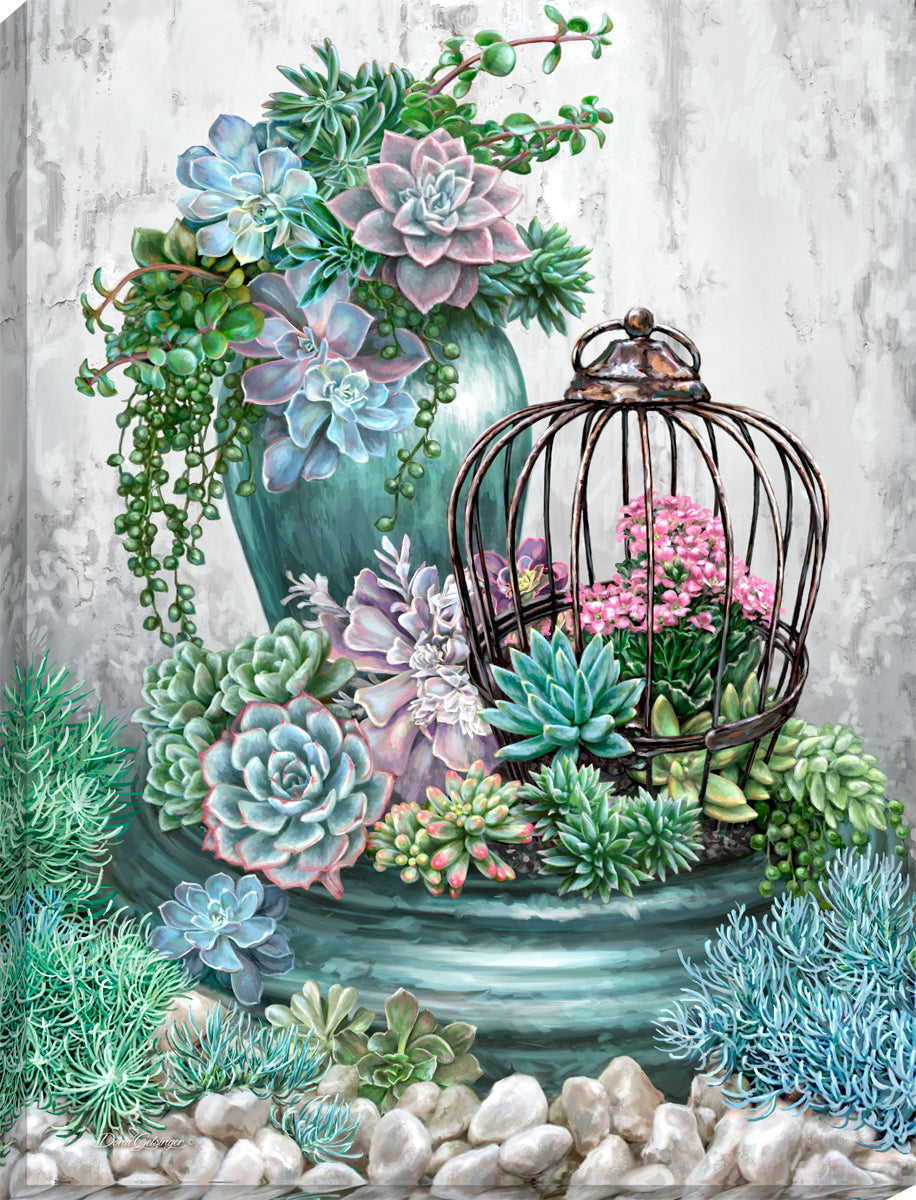 Succulent Garden Canvas Wall Art - Christian Wall Decor - Religious Gift
