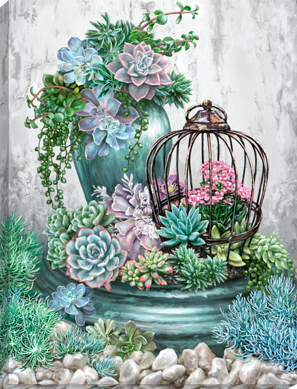Succulent Garden Canvas Wall Art - Christian Wall Decor - Religious Gift