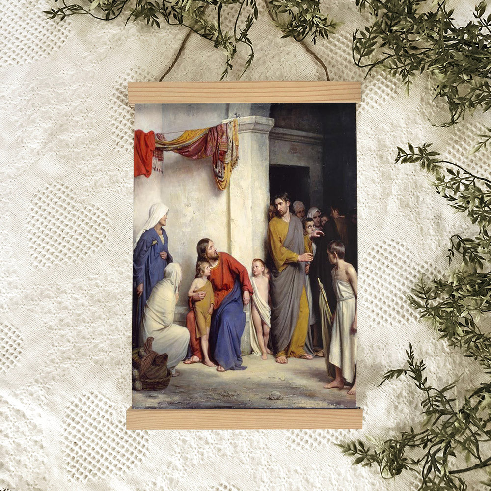 Suffer The Children To Come Unto Me Hanging Canvas Wall Art - Christan Wall Decor - Religious Canvas