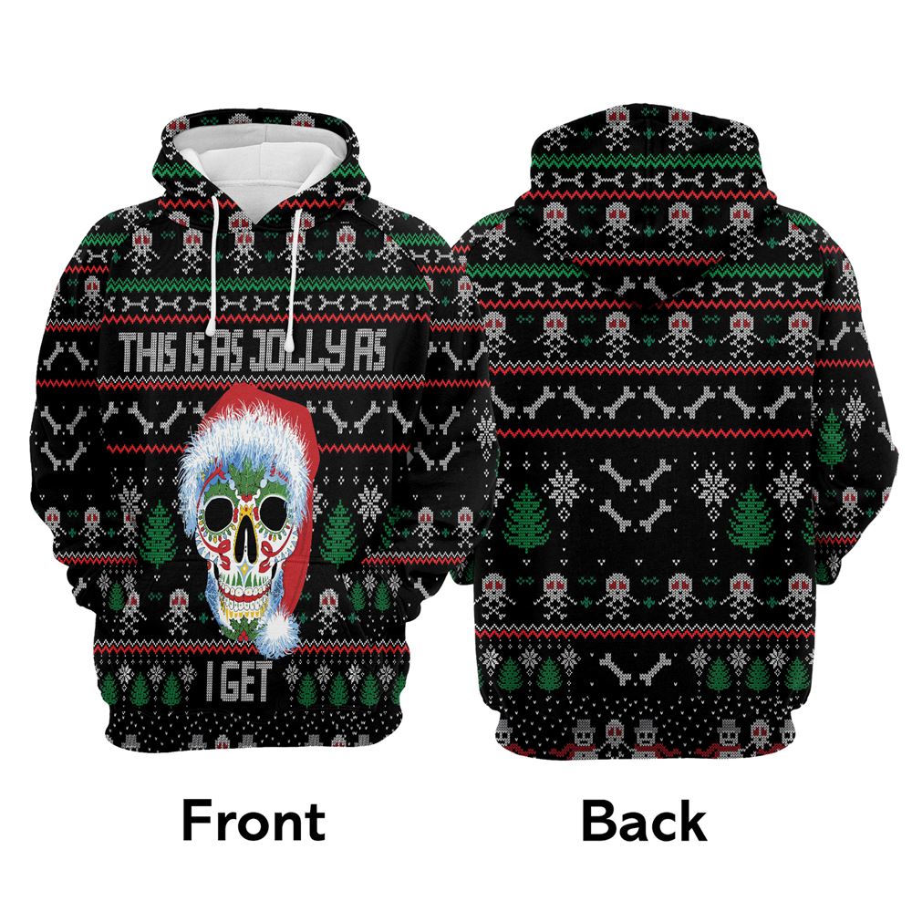 Sugar Skull Christmas All Over Print 3D Hoodie For Men And Women, Best Gift For Dog lovers, Best Outfit Christmas