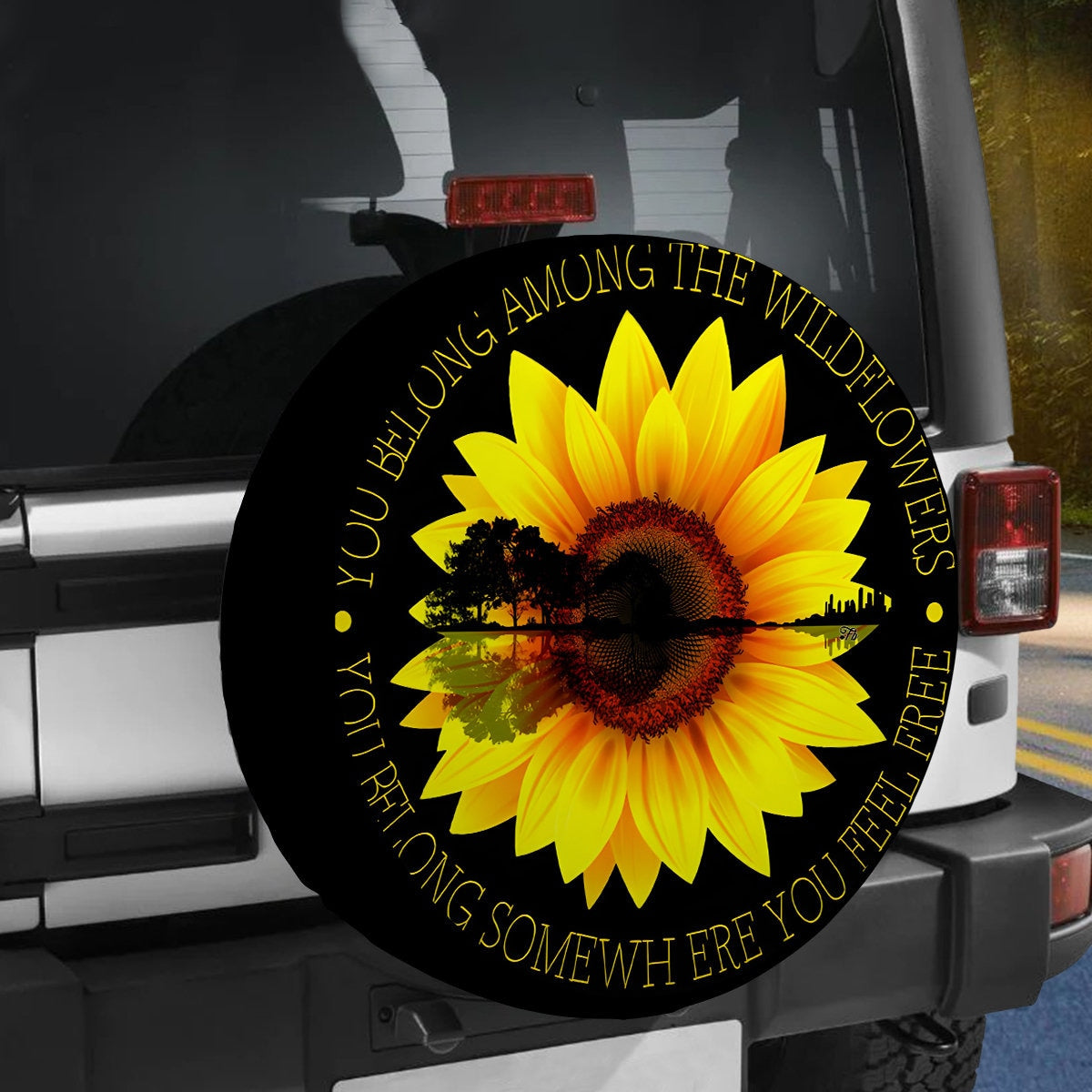 Sunflower Artwork Tire Cover - Wildflowers Tire Cover - Sunflower Tire Cover
