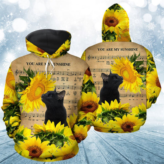 Sunflower Black Cat All Over Print 3D Hoodie For Men And Women, Best Gift For Cat lovers, Best Outfit Christmas