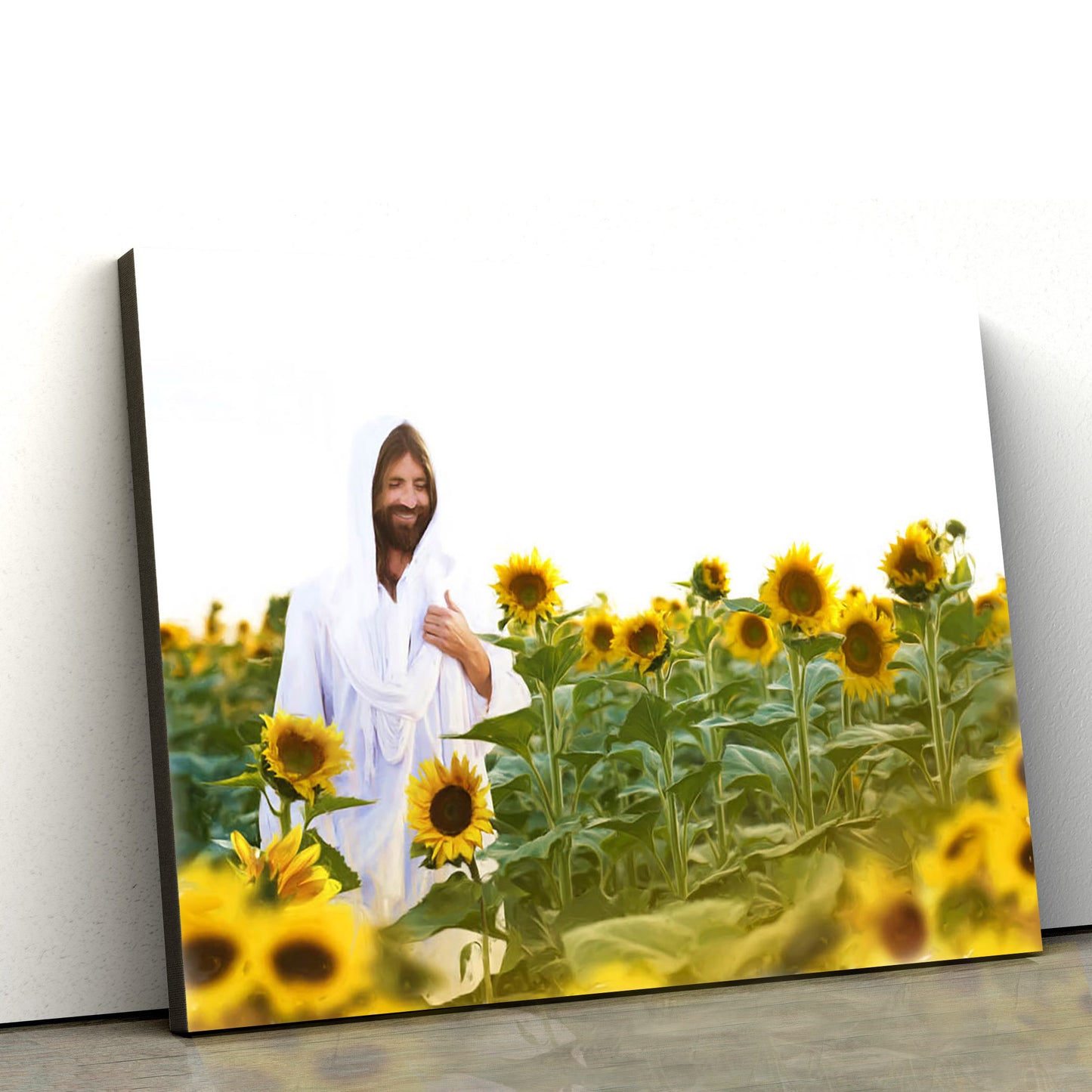 Sunflower Christ Canvas Picture - Jesus Canvas Wall Art - Christian Wall Art