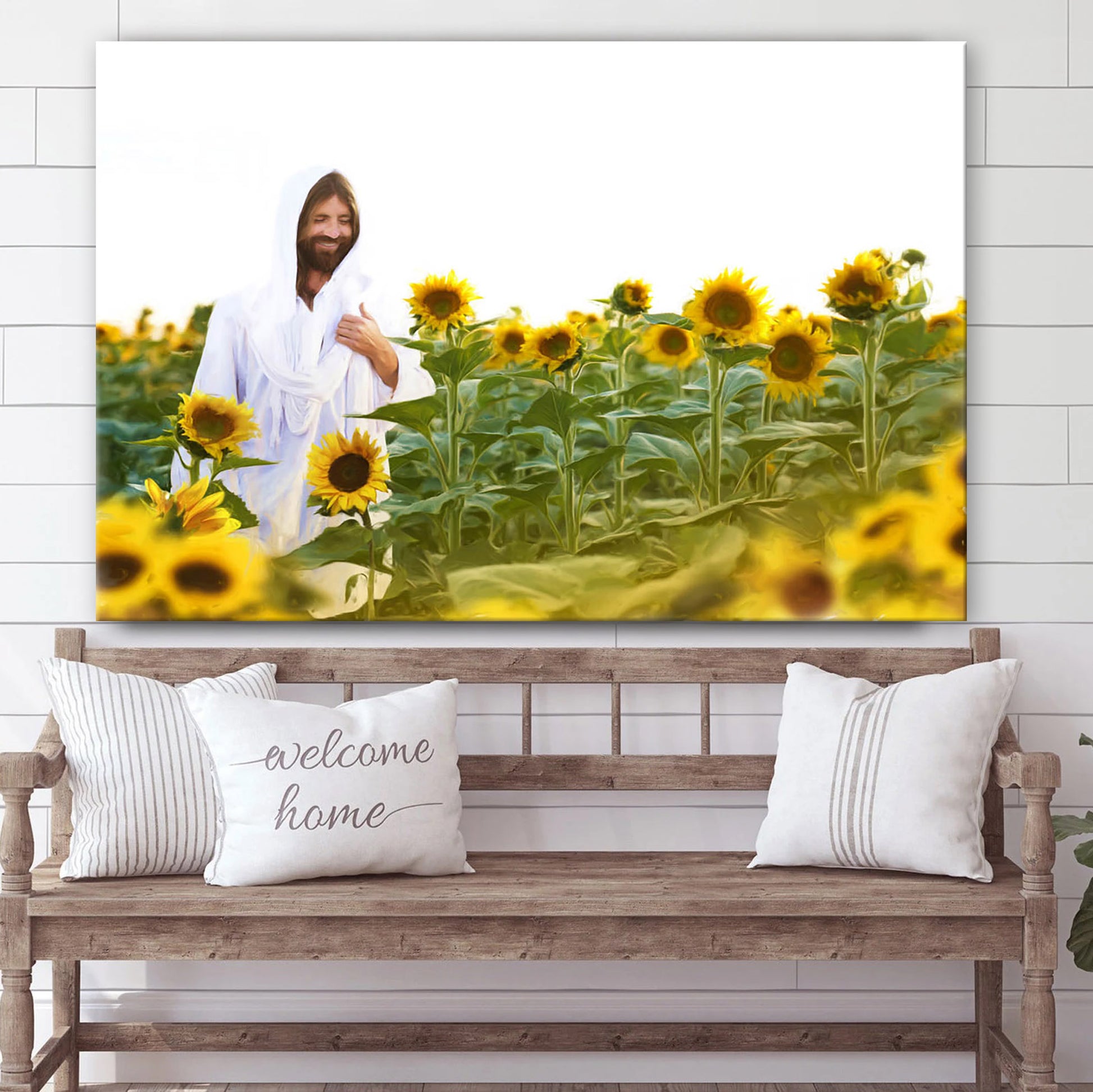 Sunflower Christ Canvas Picture - Jesus Canvas Wall Art - Christian Wall Art