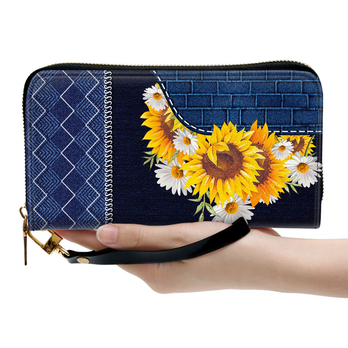 Sunflower Christ Gifts For Religious Women Faith Over Fear Clutch Purse For Women - Personalized Name - Christian Gifts For Women