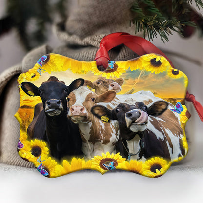 Sunflower Cow Ornament - Christmas Ornament - Ciaocustom
