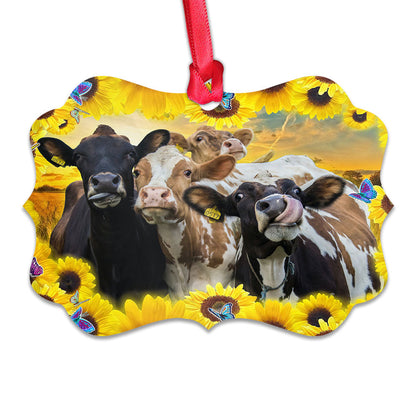 Sunflower Cow Ornament - Christmas Ornament - Ciaocustom