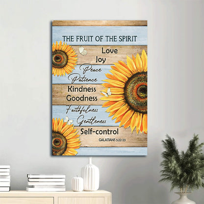Sunflower Drawing Butterfly Painting The Fruit Of The Spirit Canvas Wall Art - Christian Gift