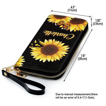 Sunflower Gifts For Religious Women I Can Only Imagine Clutch Purse For Women - Personalized Name - Christian Gifts For Women
