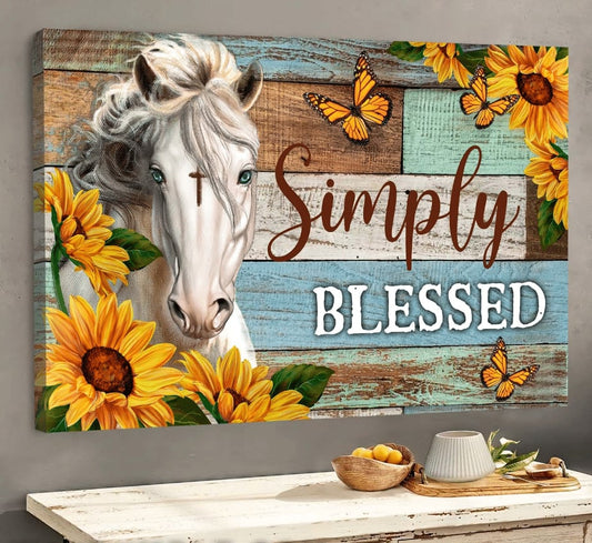 Sunflower Horse God Simply Blessed Canvas - Canvas Decor Ideas