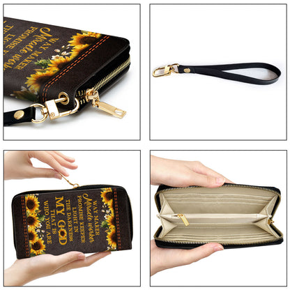 Sunflower Scripture Gifts For Christ Women Way Maker And Miracle Worker Clutch Purse For Women - Personalized Name - Christian Gifts For Women