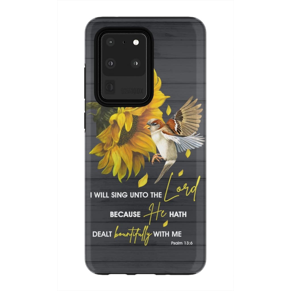 Sunflower Sparrow - I Will Sing Unto The Lord Psalm 136 Kjv Bible Verse Phone Case - Inspirational Bible Scripture iPhone Cases